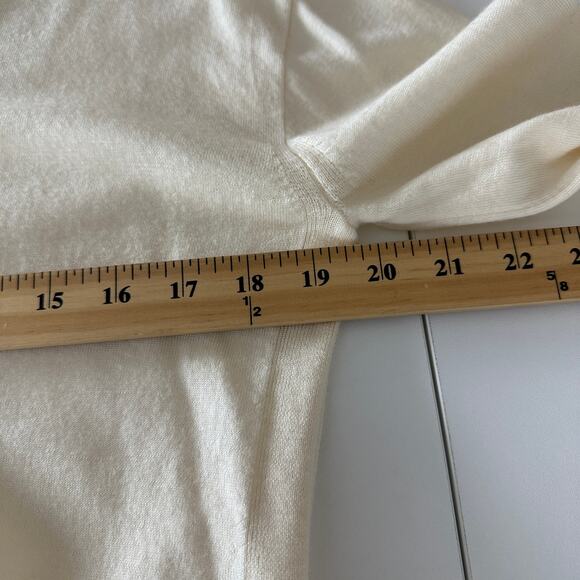 J. Crew women's merino wool top size medium cream drawstring long sleeve soft - Picture 5 of 11